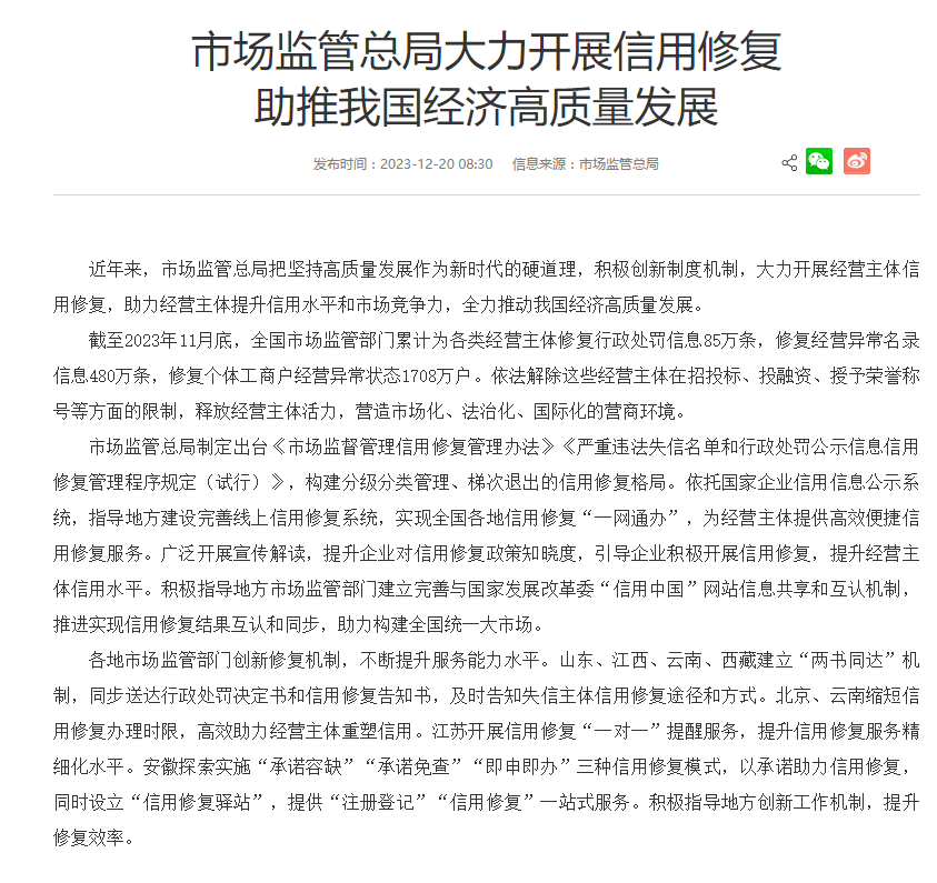 企业信用修复信用修复程序告知书怎么写(行政处罚信用修复告知书模板)